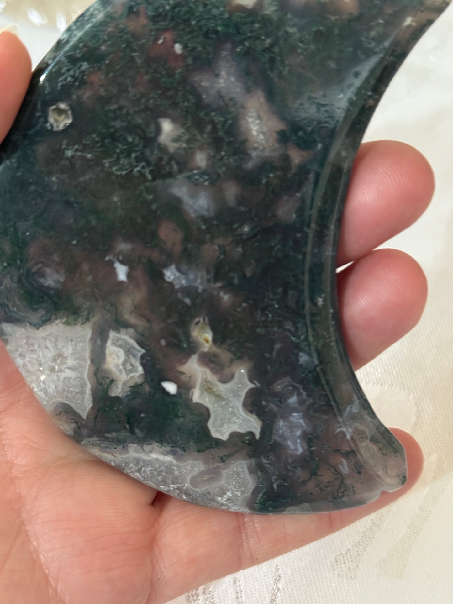 Moss Agate moon with stand