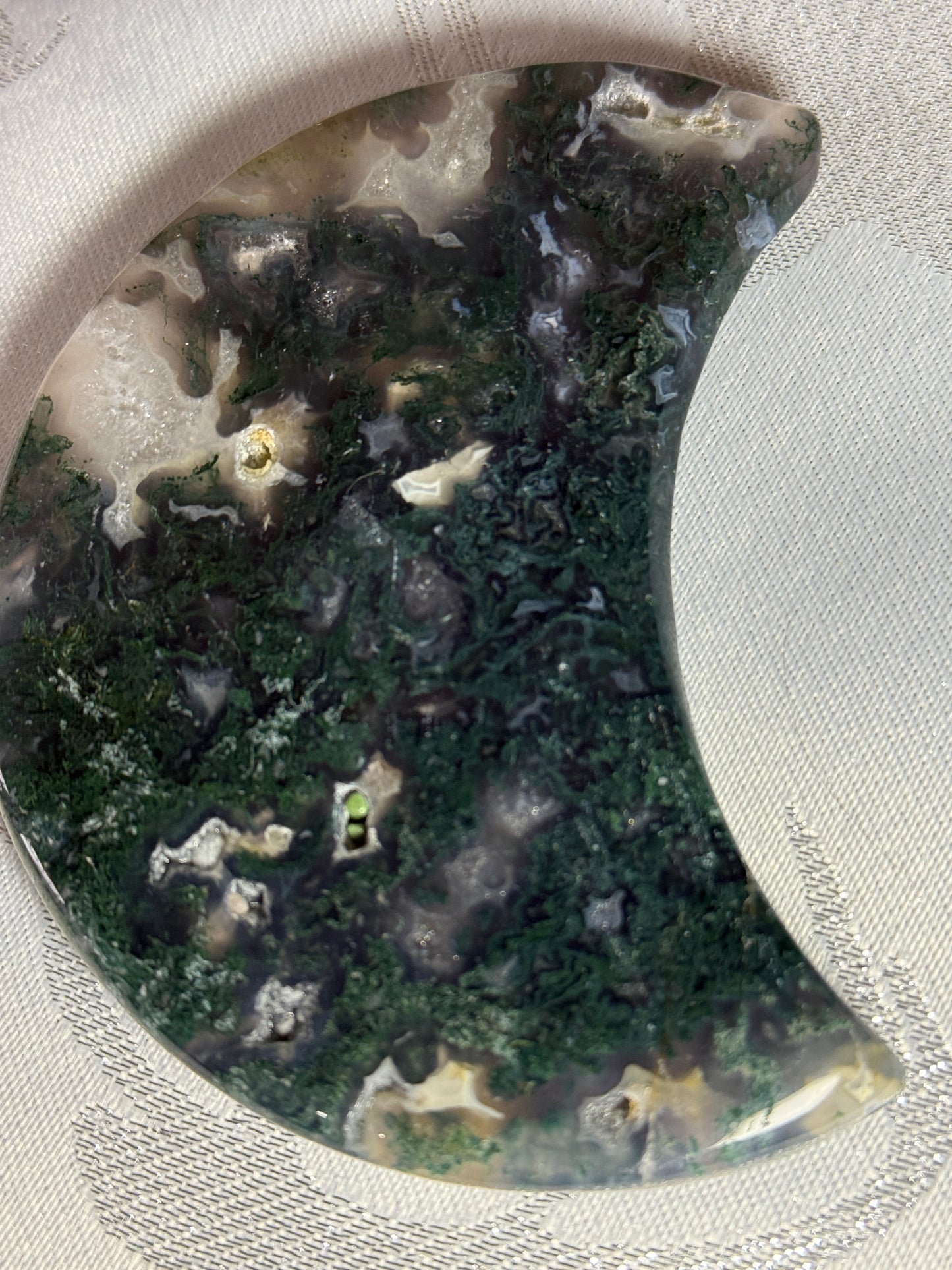 Moss Agate moon with stand